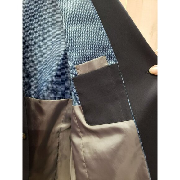 Haggar Active Series Blazer 42R Navy Tailored Fit Polyester Blend Double Vent - Picture 5 of 12